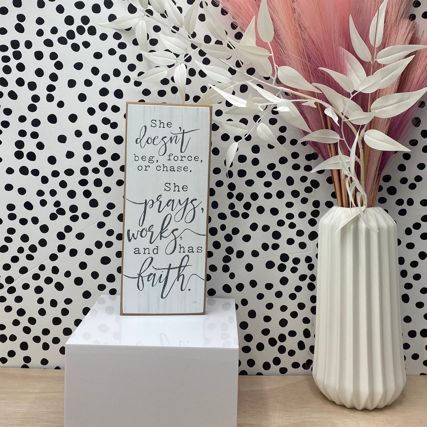 Prays, Works and has Faith Print Block