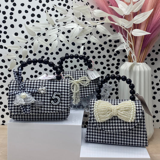 Black & White Pearl Mini Purse