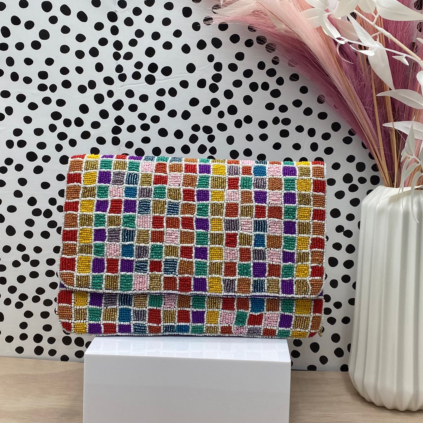 Mardi Gras Seed Bead Purse