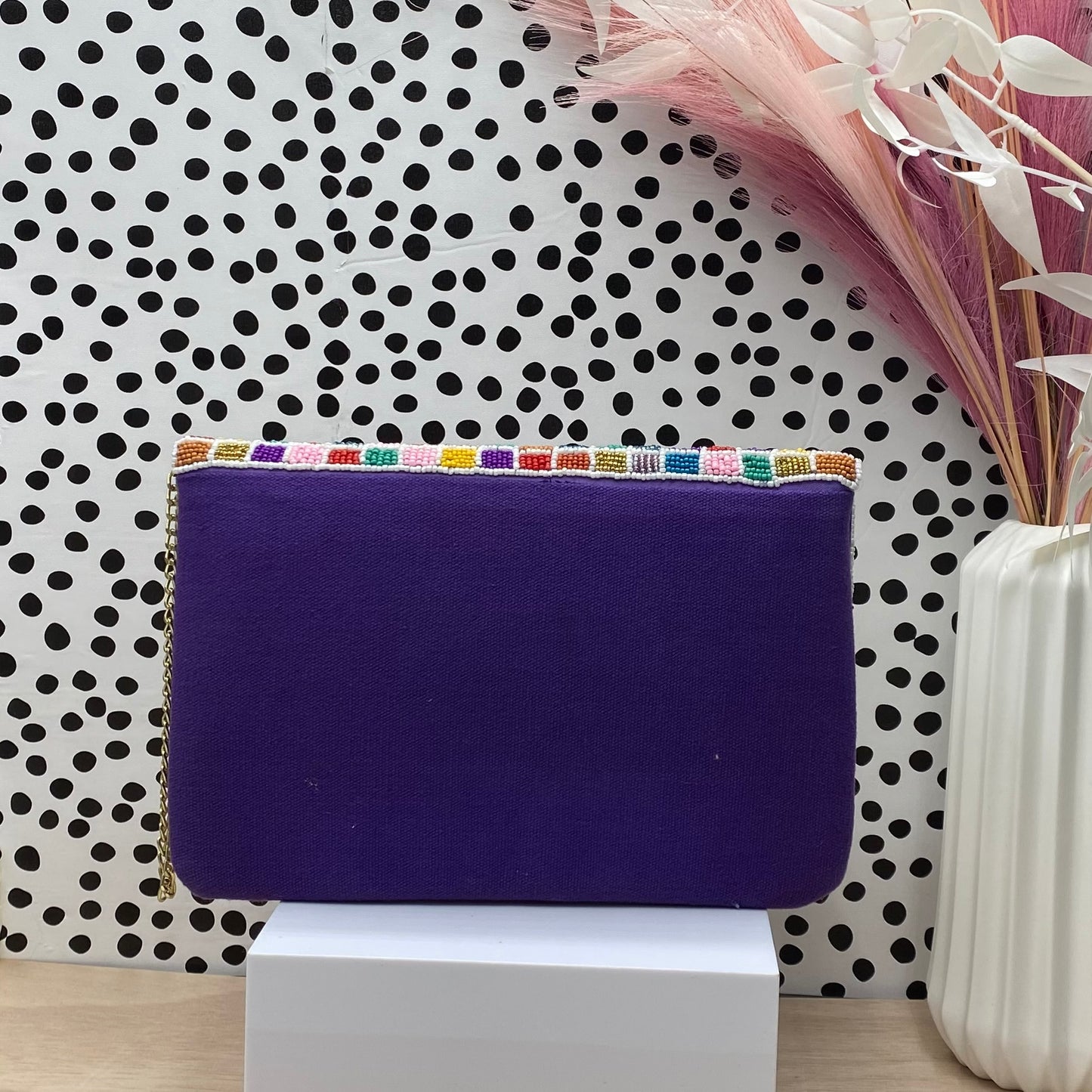 Mardi Gras Seed Bead Purse