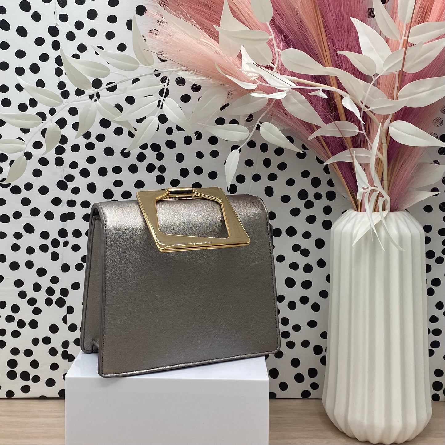 Chrome Square Handle Purse