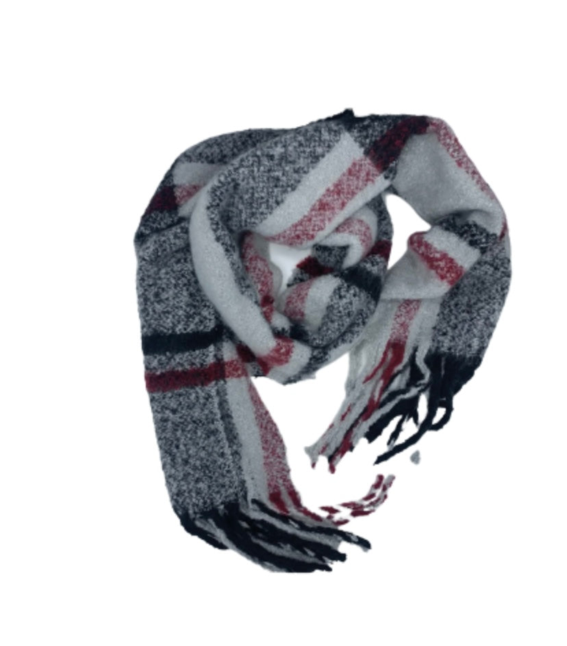 Plush Scarf Grey & Black