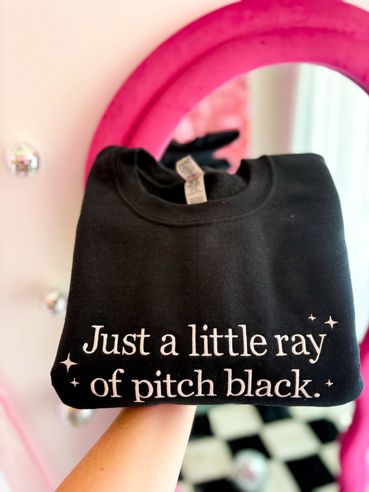 Pitch Black Embroidered Crewneck