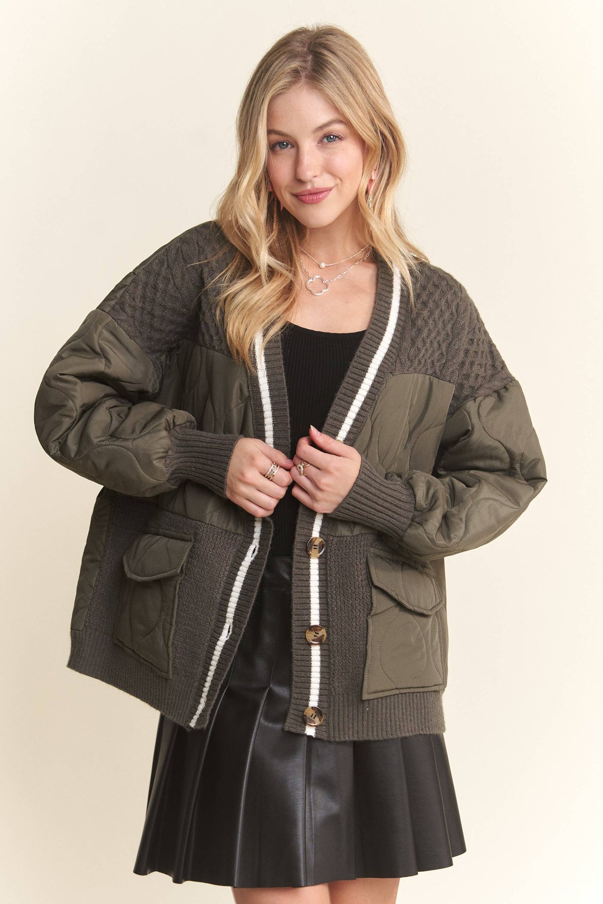 Quilted Varsity Cardi-Jacket
