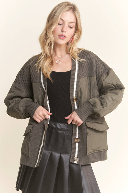 Quilted Varsity Cardi-Jacket