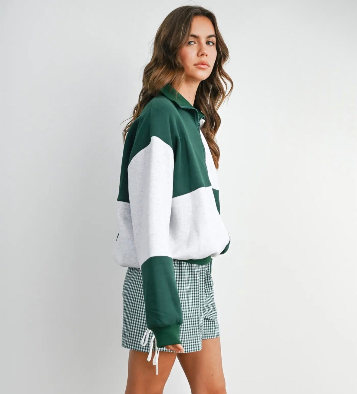 Color Block Quarter-Zip Sweatshirt- BMT8520