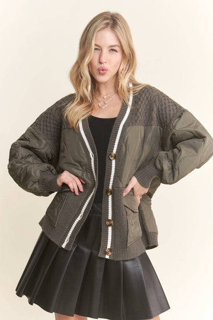 Quilted Varsity Cardi-Jacket