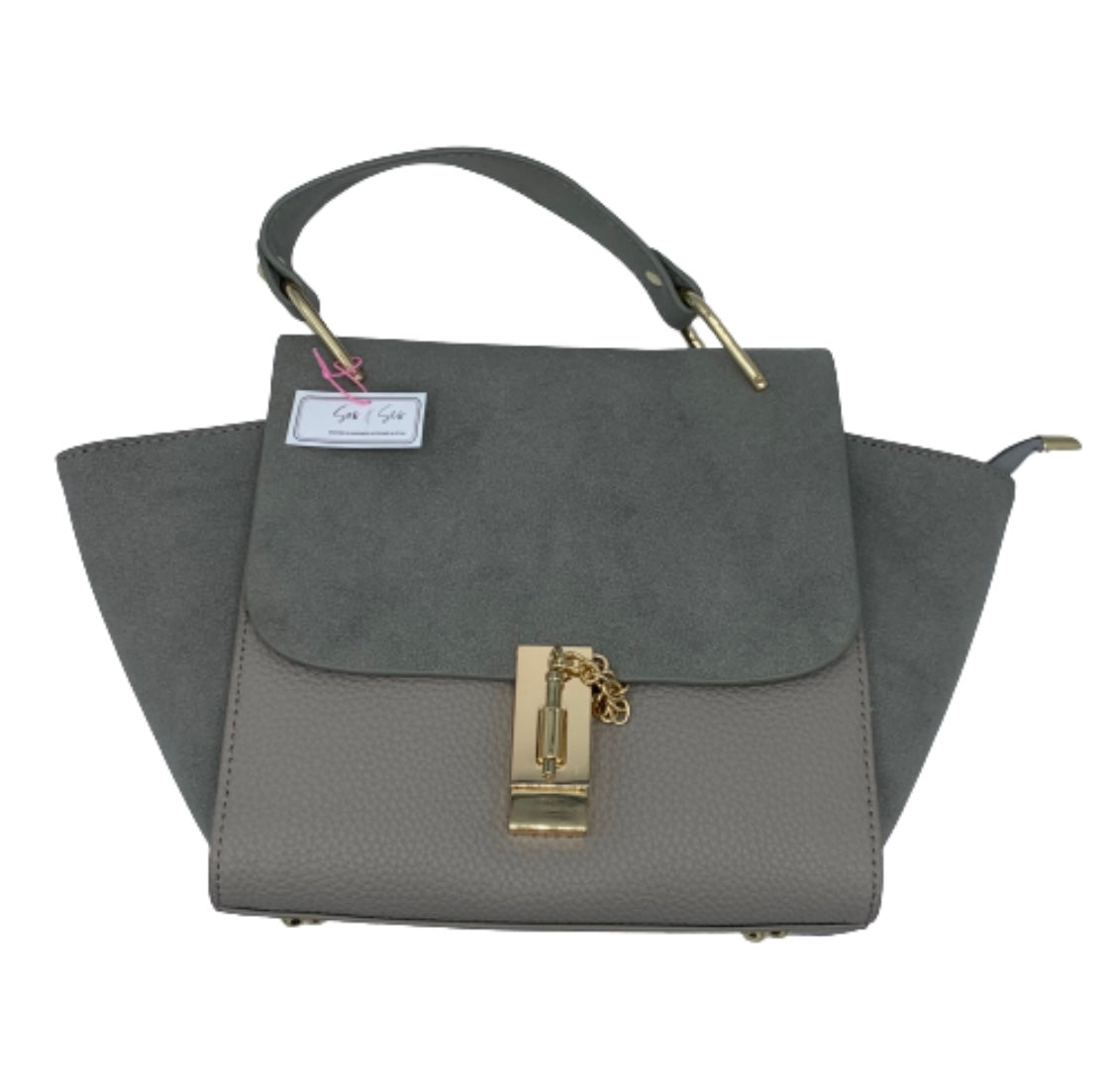 Grey Suede Purse Sow and Sew Boutique