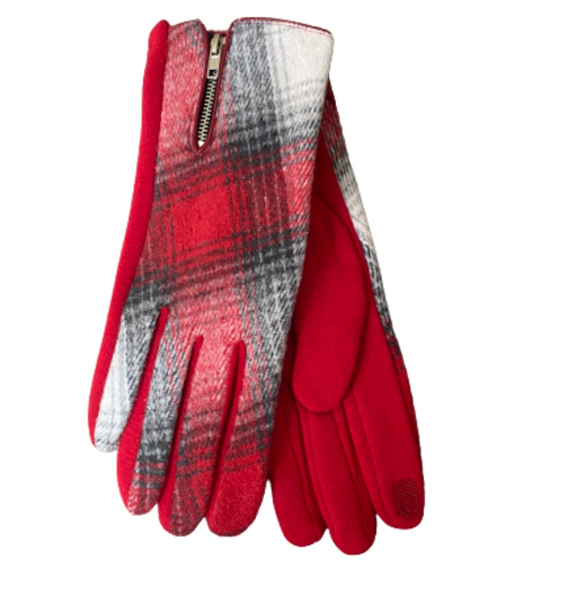 “IT” Gloves Red Plaid