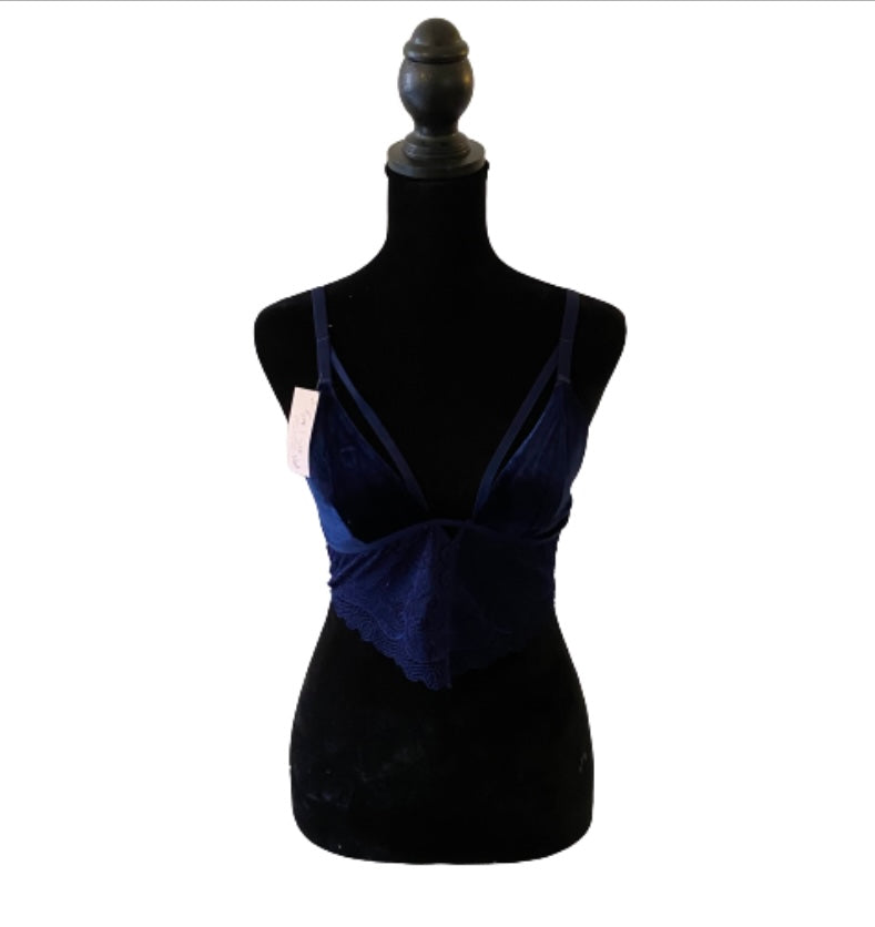 Navy Velvet Lace Bralette