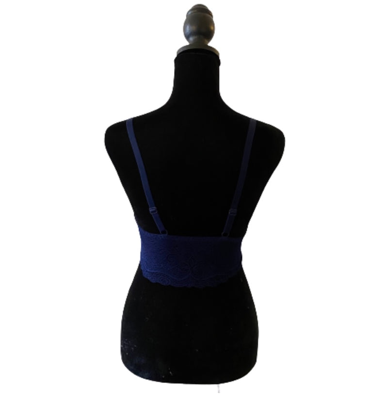 Navy Velvet Lace Bralette
